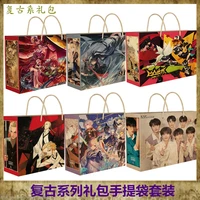 anime tokyo avengers genshin impact demon slayer lucky gift bag retro brown kraft paper collection toy gifts