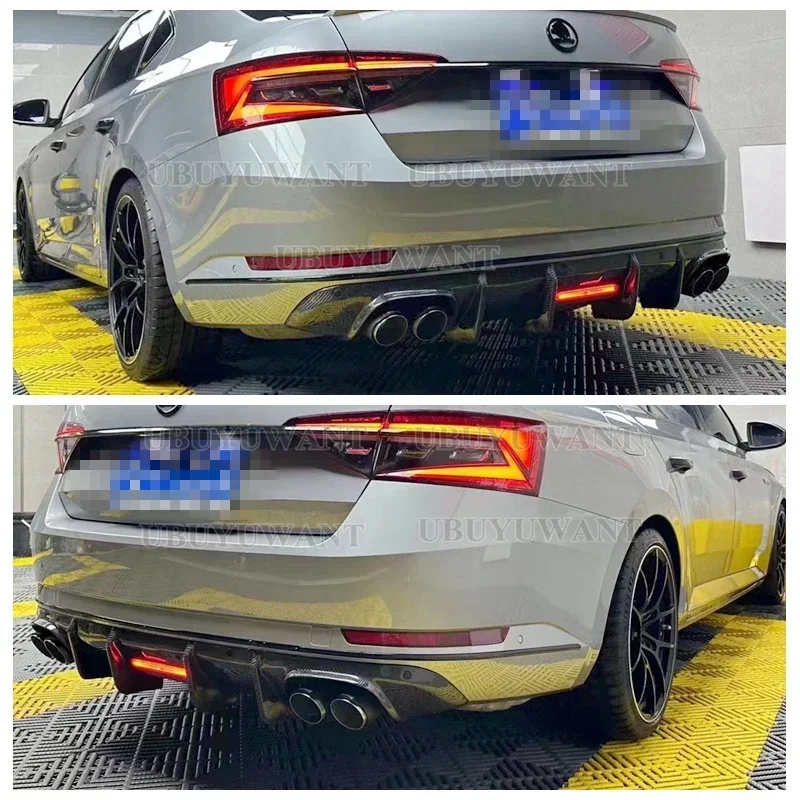 Задняя губа из углеродного волокна со светодиодной подсветкой для Skoda Superb 2015-2023