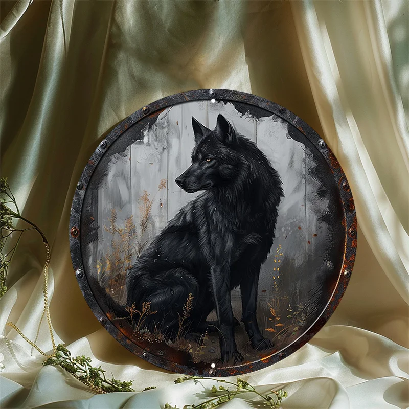 Круглый алюминиевый металлический знак с изображением Черного Волка Hd