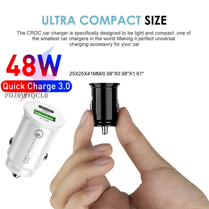 Type C 48W Fast Car USB Charger For iPhone Xiaomi Mobile Phone Quick Charge 4.0 QC4.0 QC3.0 QC 5A PD | Мобильные телефоны и