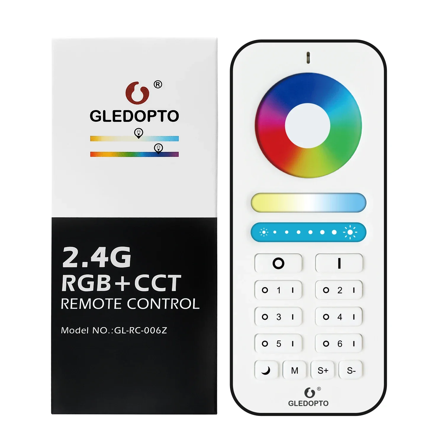 Фото GLEDOPTO Умный дом 2,4G RGBCCT 6-зонное групповое управление Радиочастотный пульт дистанционного управления Работа с контроллером Pro Series RGBCCT Светодиодная лампа Прожектор №1