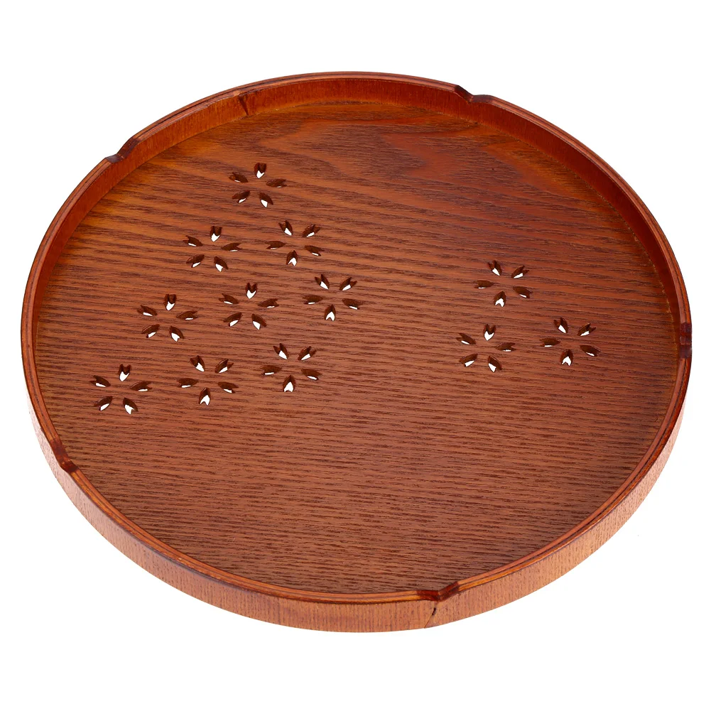 

Round Shape Solid Wood Coffee Snack Food Meals Serving Tray Plate Restaurant Trays