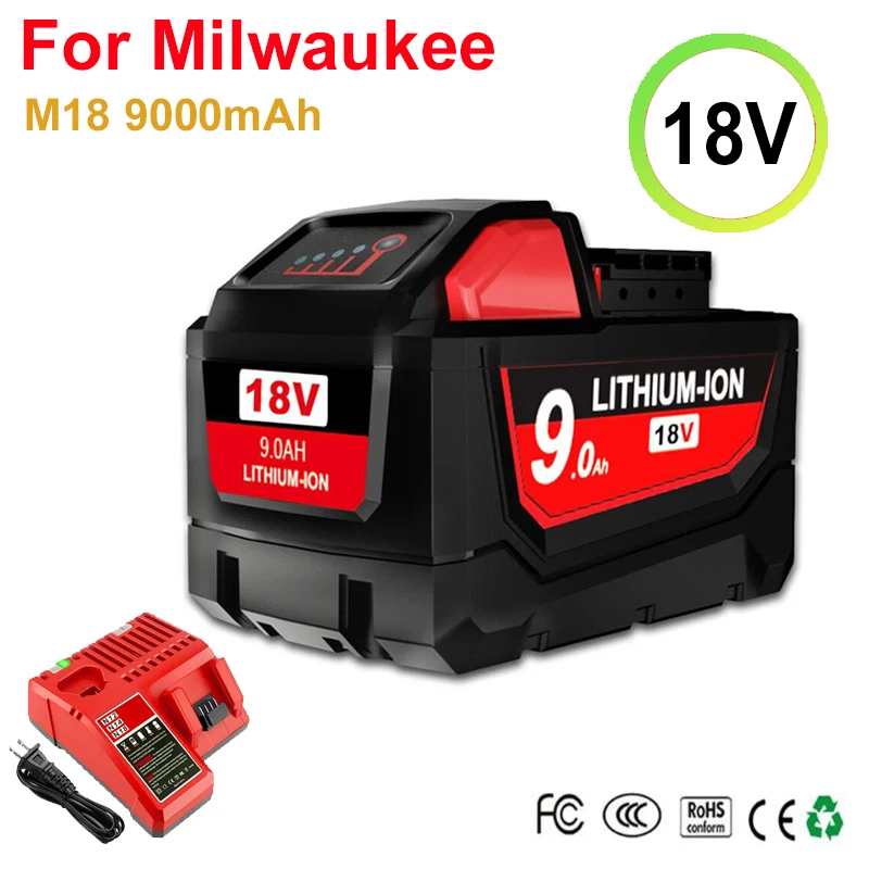 Аккумулятор M18 9000 мАч для Milwaukee 18 в 48-11-1815 48-11-1850 2604-22 2604-20 2708-22
