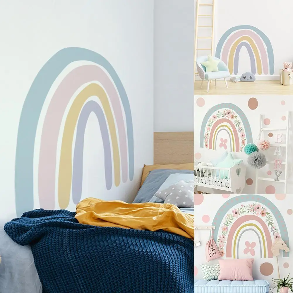 

Большая Радужная акварель домашний Декор настенный стикер самоклеящиеся для детской комнаты гостиной детские наклейки в скандинавском ст...