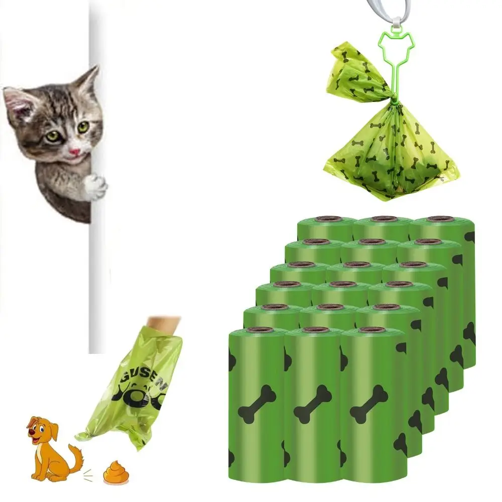 

5pcs Green Bone Dog Poop Bags Pet Accessories Biodegradable Bone Pattern Cat Waste Bags EPI Pet Garbage Bag Outdoor