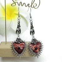 gothic vintage punk bat earrings jewelry blood rose heart oil gothic earrings fashion jewelry 2022 ladies girls party gifts