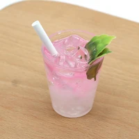chic pretend food toy adorable plastic miniature iced drink cup set decoration miniature food dollhouse beverage