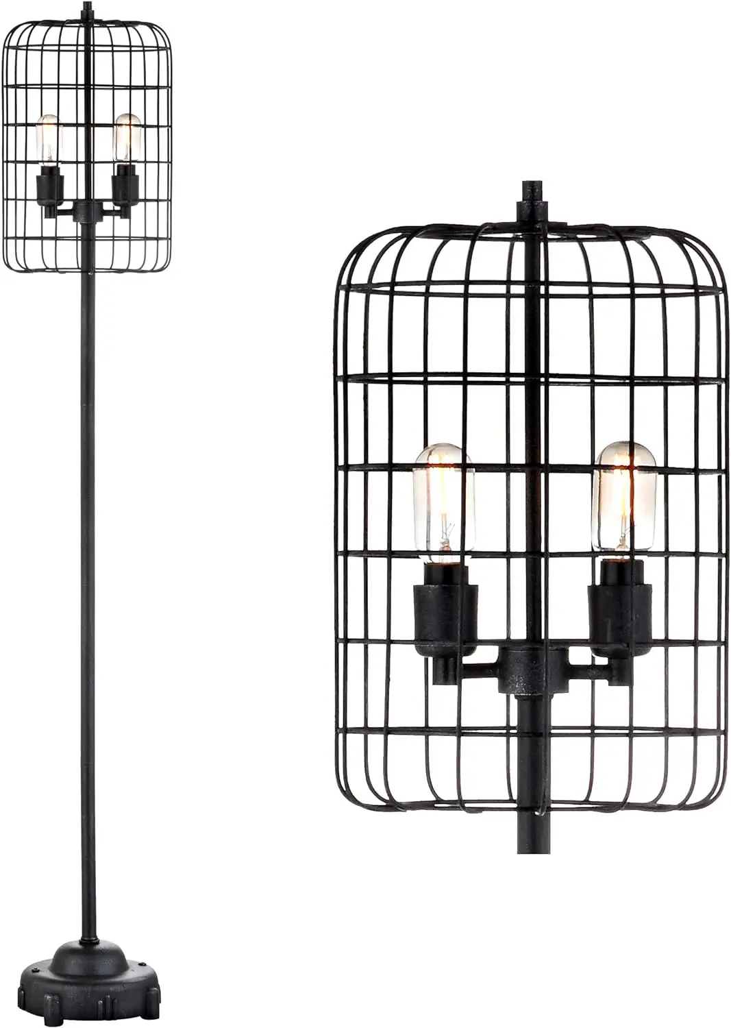 

Odette 65" Industrial Metal Floor Lamp Industrial,Rustic,Transitional for Bedrooms, Living Room, Office, Reading, Black/Silv