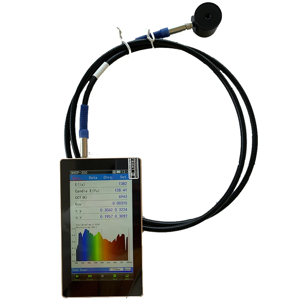 

Portable PAR PPFD Spectrometer for Agriculture test CCT CRI Lux Spectrum Wavelength extend waterproof sensor OHSP350P