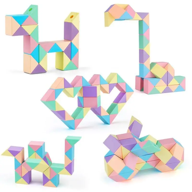 

24 / 36 / 48 / 60 / 72 Segment Magic Rule Snake Cubes Macaron Color Variety Folding Stereo Kid Puzzle Toy