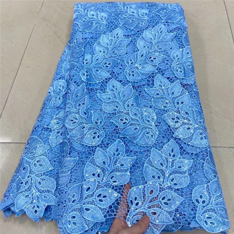 

5 Yard Newest Hot Selling French Lace With Beads African Tulle Cord Lace Net Embroidered Fabric For Wedding Party WD010101