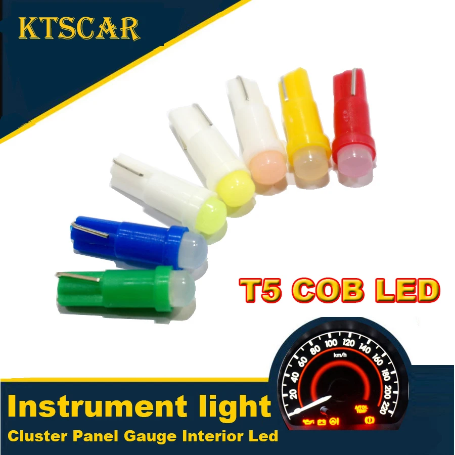

20 шт. T5 COB Led Керамический панель с предупреждающим индикатором свет s внутренняя приборная панель клиновисветильник свет лампа 12 В белый син...