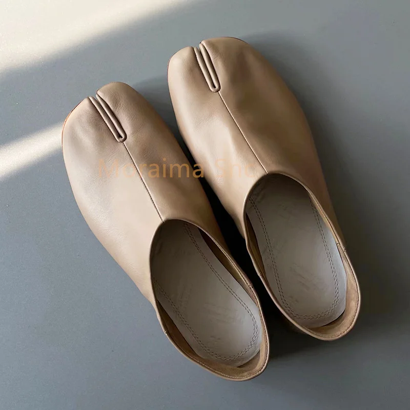 Soft Cowhide Split Toe Shoes for Women Ballet Single Shoes Flats Casual Shoes Solid Color Comfortable Breathable Ladies Shoe