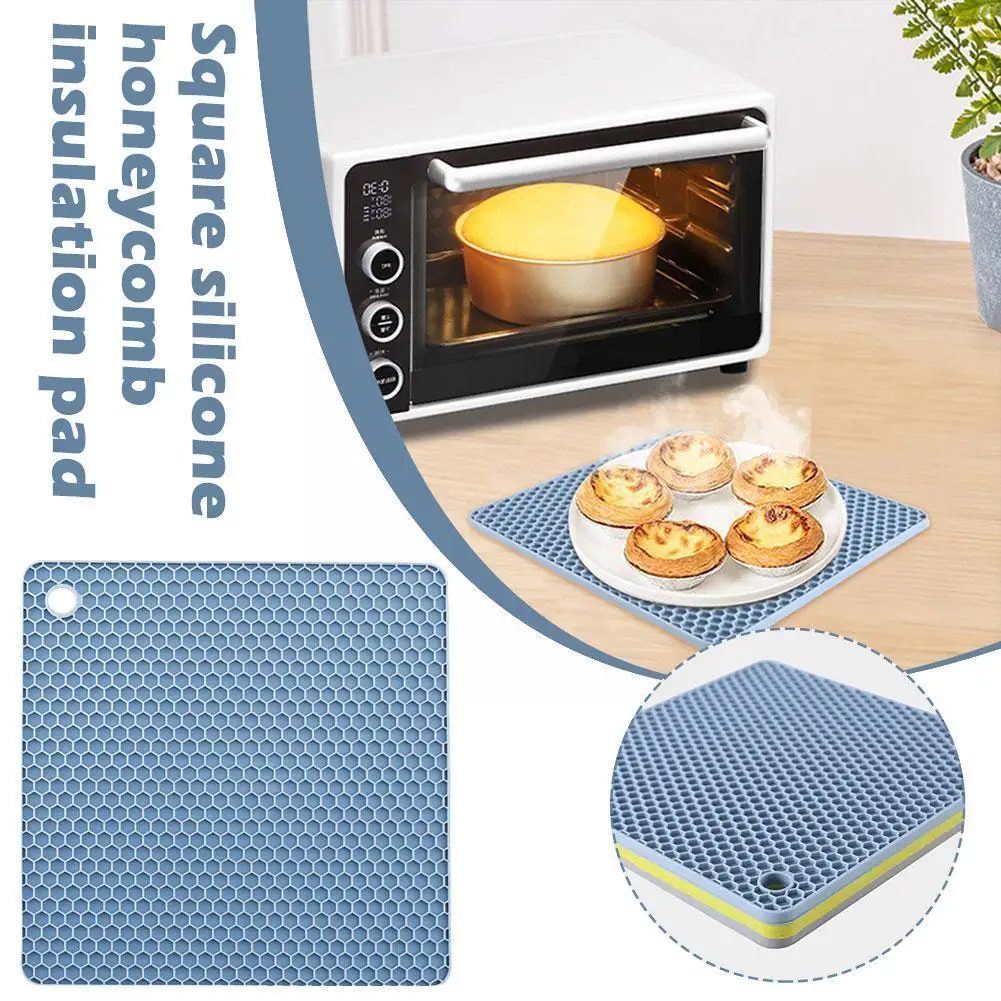 

1pcs Silicone Honeycomb Placemat Silicone Heat-resistant Table Bowl Mat Mat Coaster Round Square And Pot Kitchen A3d1