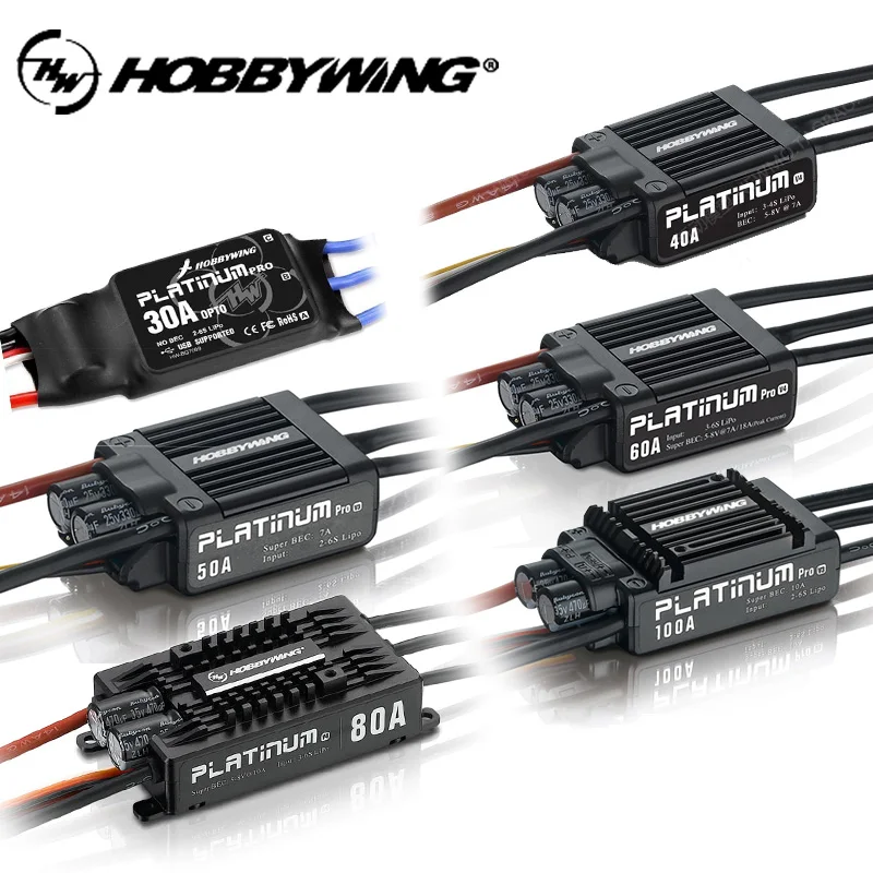 

Hobbywing Platinum Pro V4 30A/40A/60A/80A/120A 3-6S Lipo BEC Empty Mold Brushless ESC for RC Drone Aircraft Helicopter