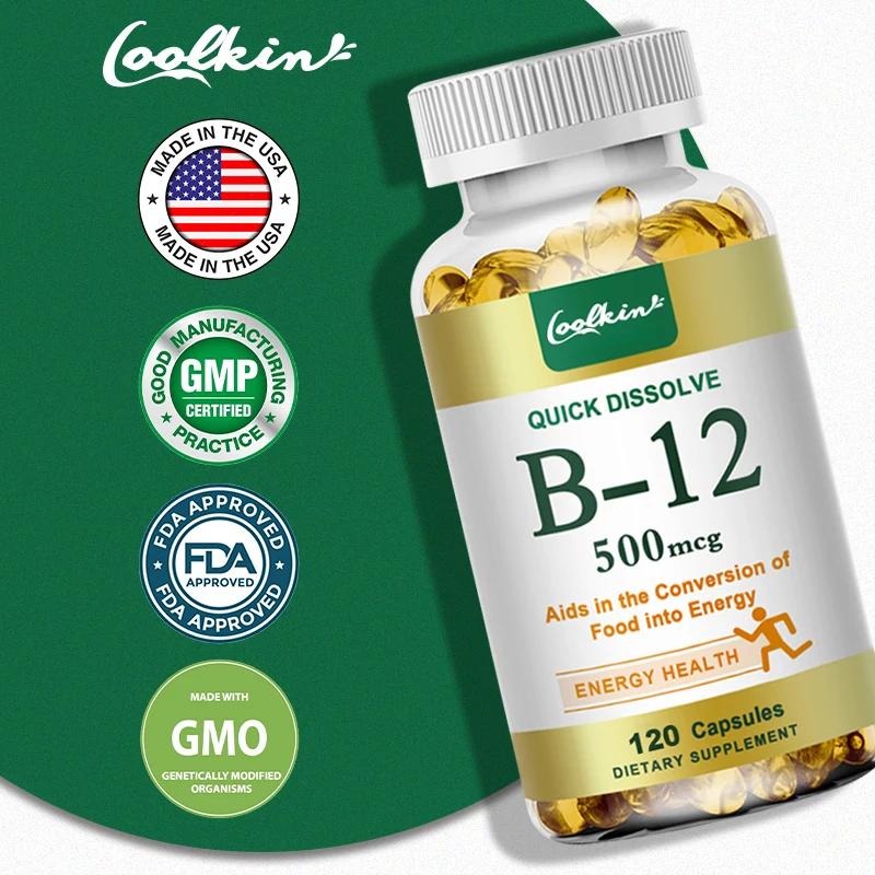 

Vitamin B12 Capsules 500 Mcg Supports Nervous System Blood Cell Immune Health and Promotes Energy Metabolism