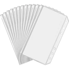 New A5 A6 A7 Color 6PCS Binder Pockets Binder Zipper Folders for 6-Ring Notebook Binder Waterproof PVC Leaf Document Filing Bag