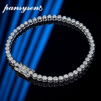 pansysen 925 sterling silver round cut 2mm d color vvs1 real moissanite charm bracelets for women wedding fine jewelry wholesale