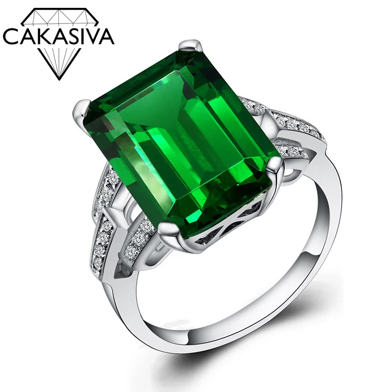 

Women's S925 Silver Colored Carat Square Colored Gemstone Tourmaline Ring Emerald ring Wedding Engagement Silver Jewellery