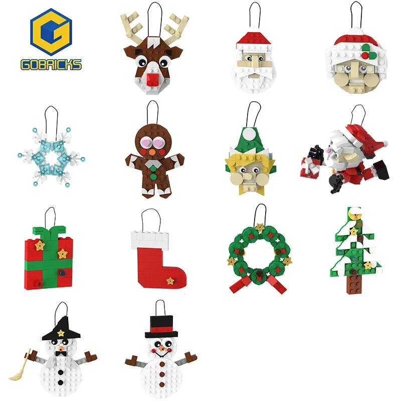 

Gobrick Рождественская серия, кулон, строительные блоки, снеговик, имбирь, человек, Санта-Клаус, венок, кирпичи, игрушки для детей, подарок на Рождество