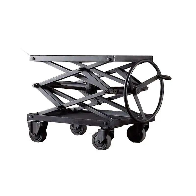 

Industrial Style Loft Iron Retro Coffee Table Solid Wood Adjustable Mobile Display Table