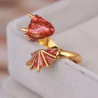 coconal red enamel dragon ring women fashion cute animal open adjustable rings party jewelry accessories bague femme