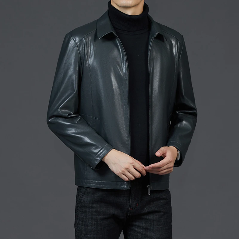 Мужская теплая куртка-бомбер из натуральной кожи 2021 | одежда