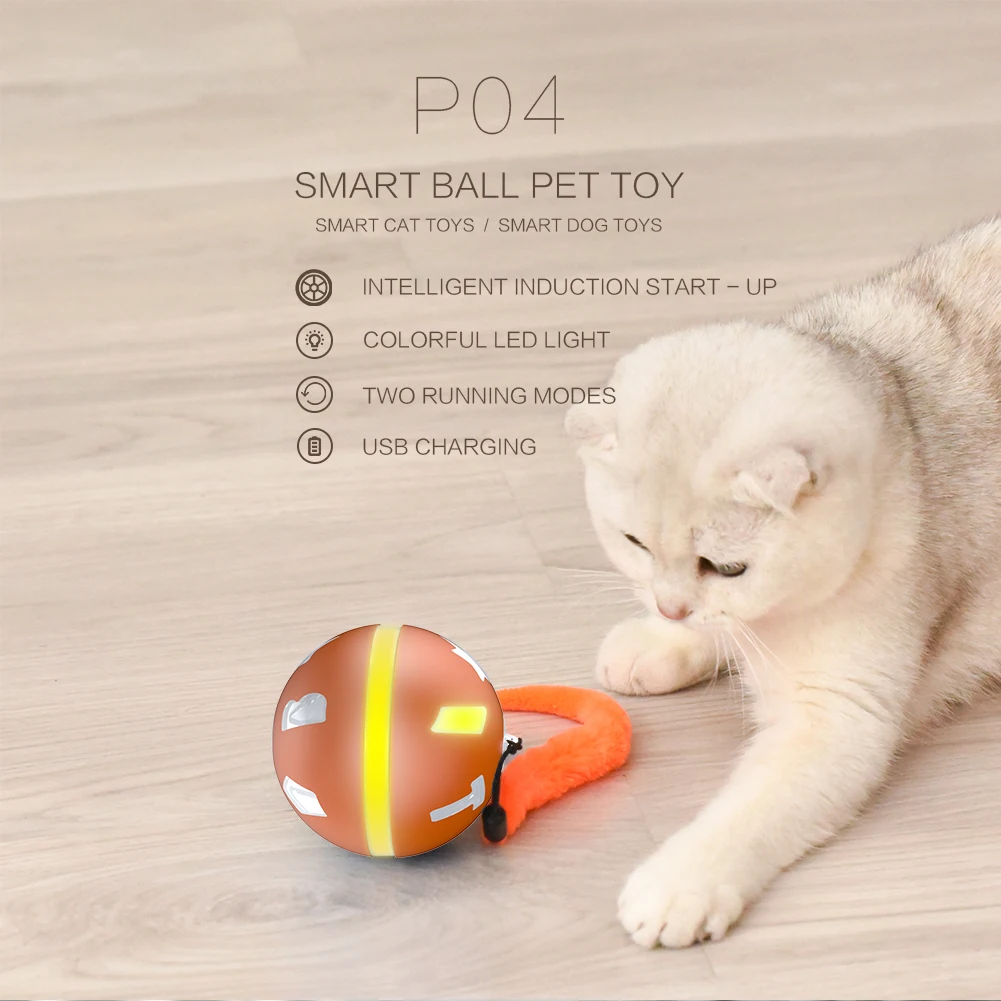

USB Rechargeable LED Cat Dog Light Ball Teaser Pet Funny Electric Kitten Exercise Automatic Rolling Interactive Playing Toys