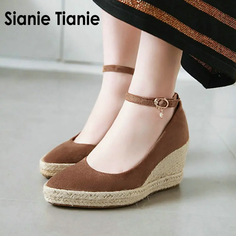 QPLYXCO 2019 летние женские туфли с острым носком и ремешком пряжкой на высоком