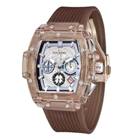pintime fashion mens watch classic tonneau style military watches sport chronograph lumious date quartz wristwatch