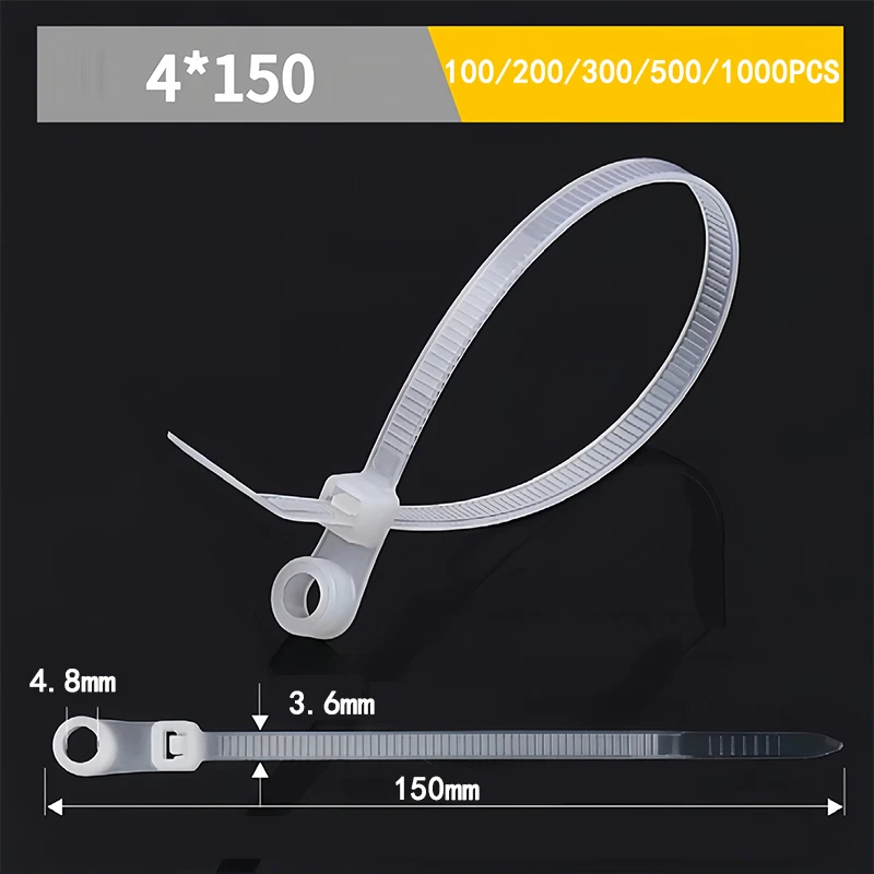 

Нейлоновые кабельные стяжки с отверстием под винт 100/1000 шт.