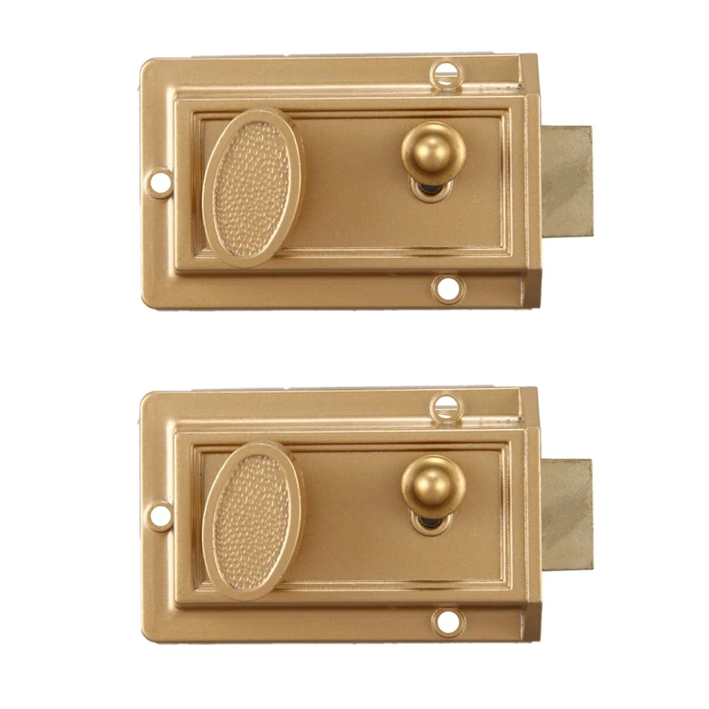 

2X Zinc Cylinder Deadbolt Latch Lock For Night Gate Door Entrance,Gold Finish