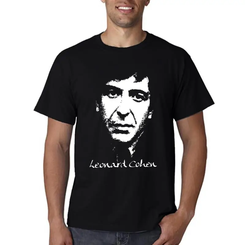 Başlık: yeni popüler Leonard Cohen kanadalı şarkıcı Mens siyah tişört boyutu S-3XL