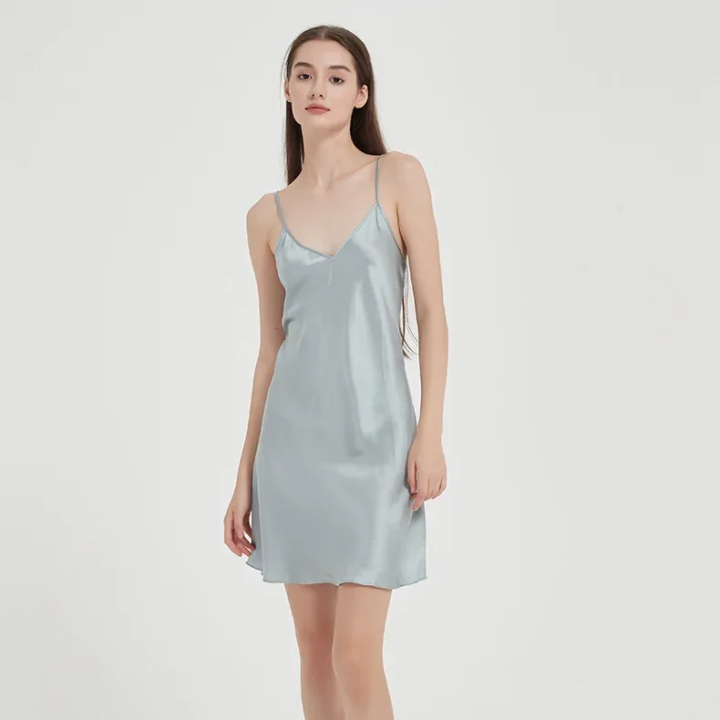 Высокое качество шелковая ночная рубашка 16 м женское сексуальное