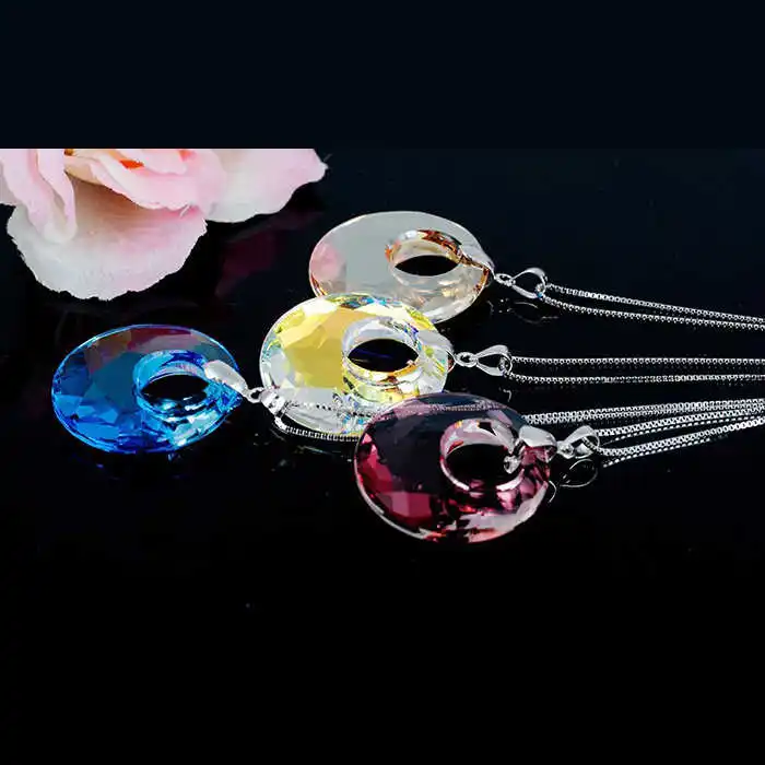  Одежда Павильон серебро 925 пробы + австрийский круглый кулон с кристаллами