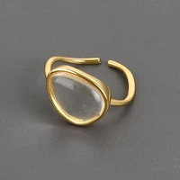 vintage punk geometry moonstone large rings for women fashion gold color female party jewelry accessories gifts 2022 trendy new