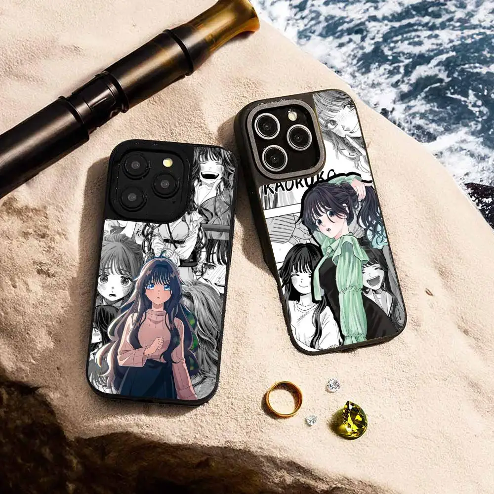 Фото Чехол для телефона Kaoruko Waguri с милым японским комиксным принтом для iPhone 17 16 15 14 13 12 Pro Max, из овчины, с серебристой окантовкой, защитный №1