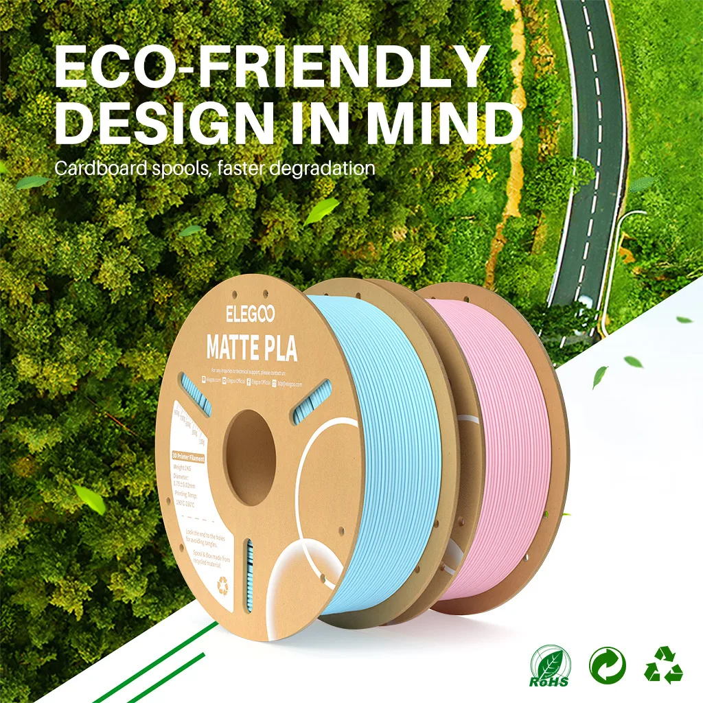 Матовая нить ELEGOO PLA 1 кг для 3D-принтера FDM PLA Elegoo, нить для 3D-принтера, точность размеров +- 0,02 мм (art.: 3920d0291fee4) - 3920d0291fee4