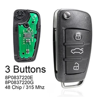 315mhz 3buttons car remote key id48 chip 8p0837220e 8p0837220g for audi a3 s3 tt 2005 2006 2007 2008 2009 2010 2011 2012 2013