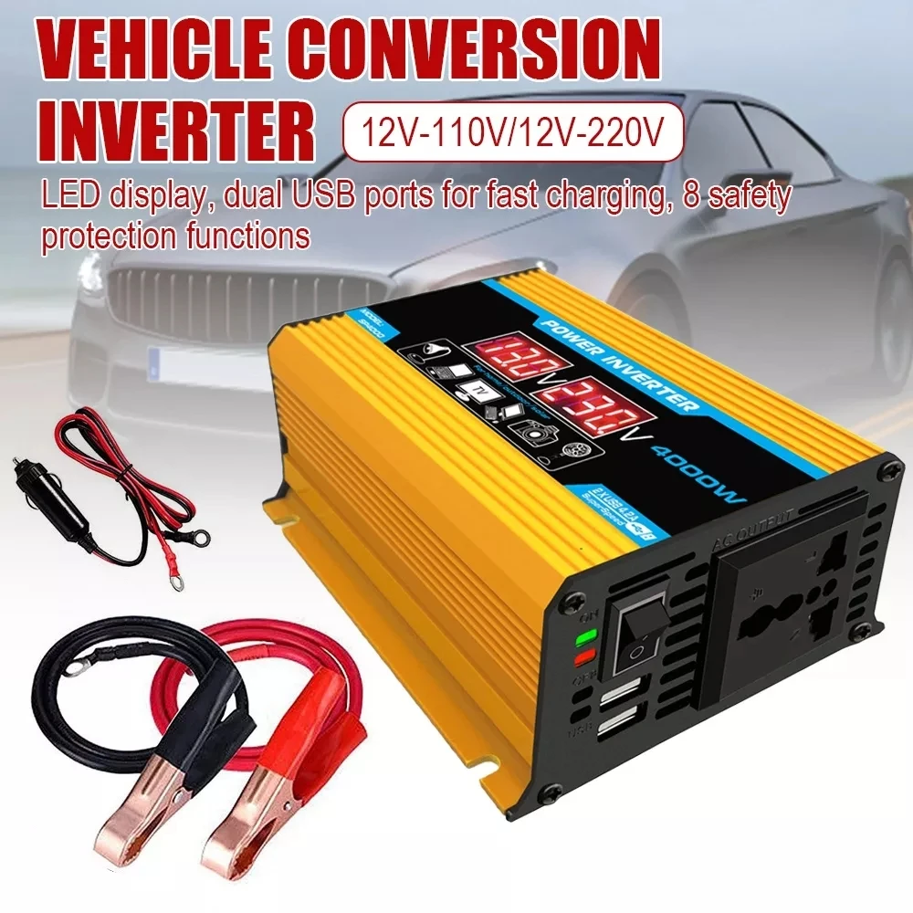 Car Inverter Peak-4000W Car Power Inverter DC12V to 110V 220