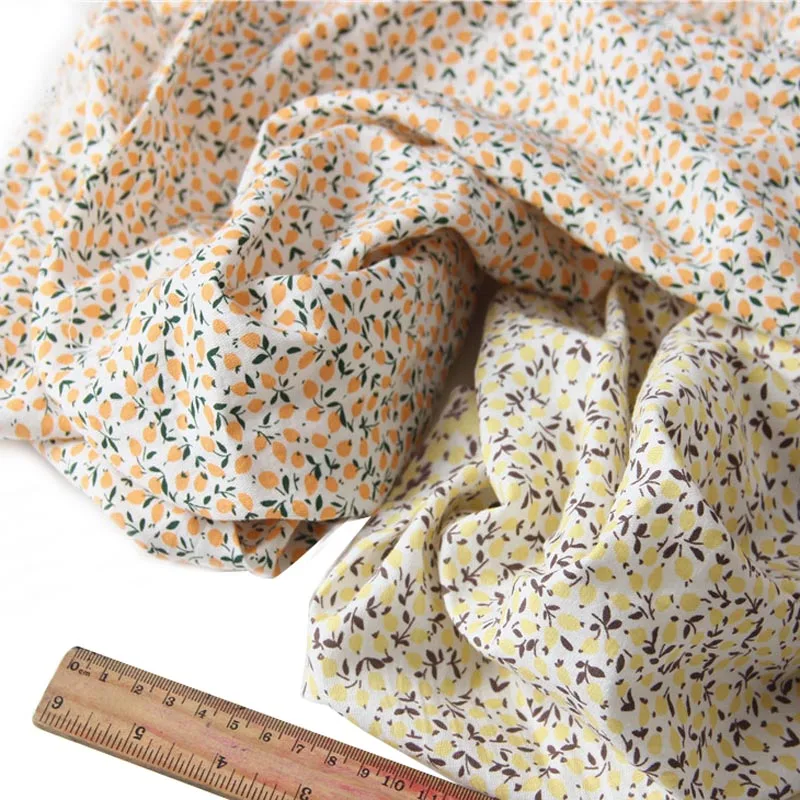 

100% хлопок белая оранжевая желтая маленькая Loquat фруктовая тонкая ткань для ручной работы весенне-летняя одежда Блузка юбка рубашка платье ручная работа