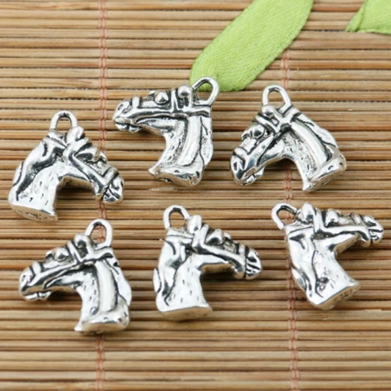 Шармы Ibetan с головой лошади серебристого цвета 18 мм 10 шт. шармы EF2260 для
