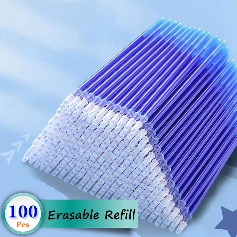 100Pcs/Lot 0.5mm Gel Pen Erasable Pen Refill Rod Set Blue Black Ink Shool Washable Handle Writing Stationery Supplies 100Pcs/Lot 0.5mm Gel Pen Erasable Pen Refill Rod Set Blue Black Ink Shool Washable Handle Writing Stationery Supplies