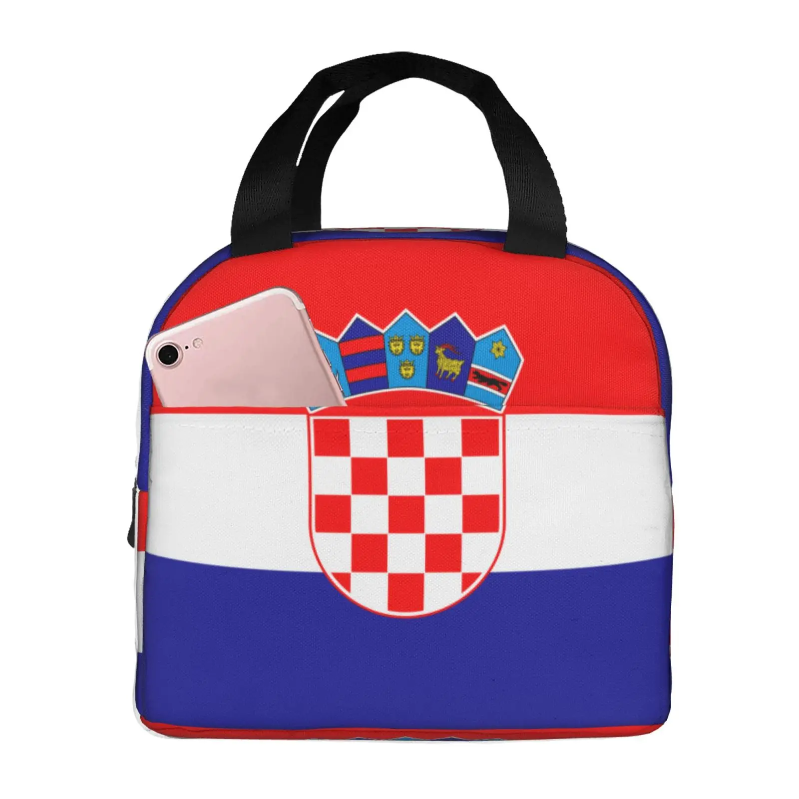 

Croatia Flag Lunch Bag Portable Thermal Insulated Reusable Durable Waterproof Leakproof Box for Office School Picnic Camping Men