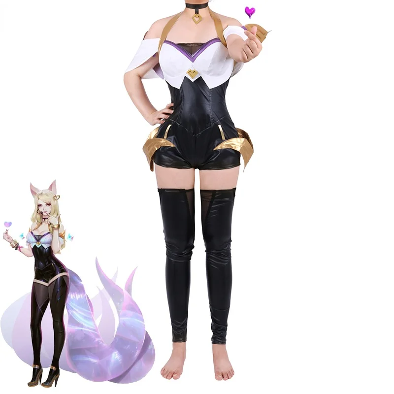 

LOL KDA Ahri Cosplay Costume Halloween Costume Game Cosplay Outfit KDA Group Women Girls Dress Quality Women Catsuit Set