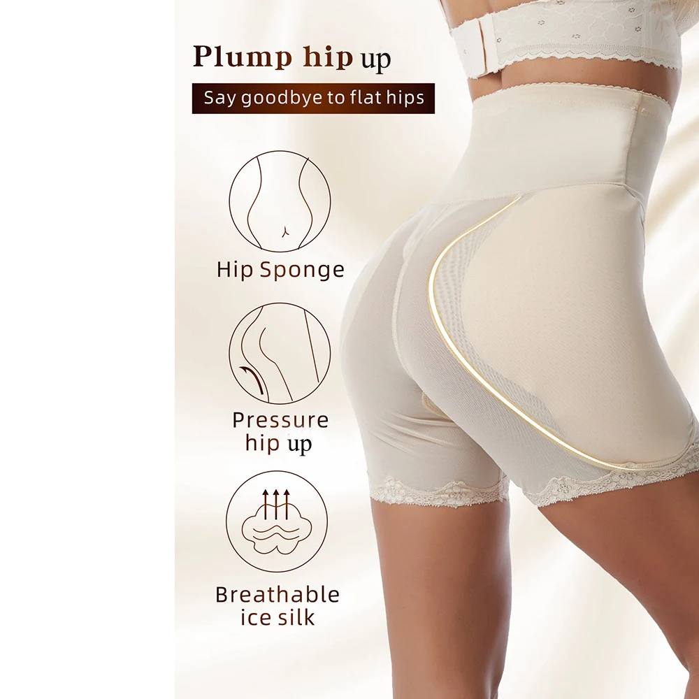 Women Butt Lifter Shapewear Panties High Waist Hip Enhancer Removable Hip Pads Waist Trainer Body Shaper for Buttocks