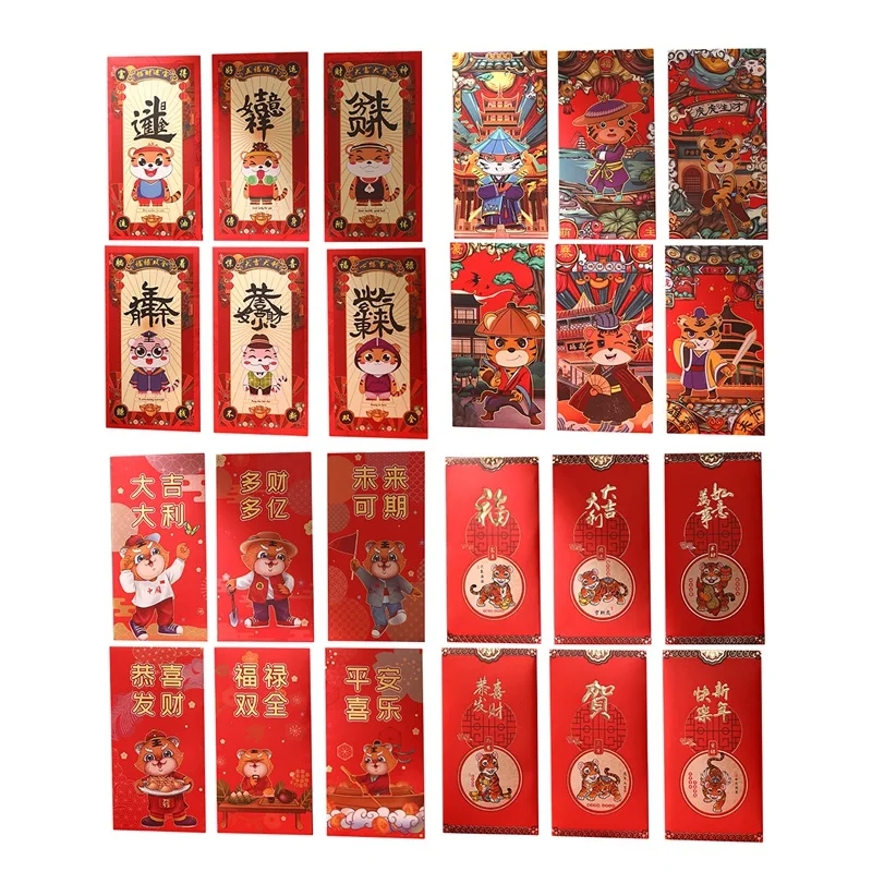 

24 Pcs Chinese Red Envelopes For Lunar New Year 2022 Year Of The Tiger Hong Bao Packet For Spring Festival Wedding