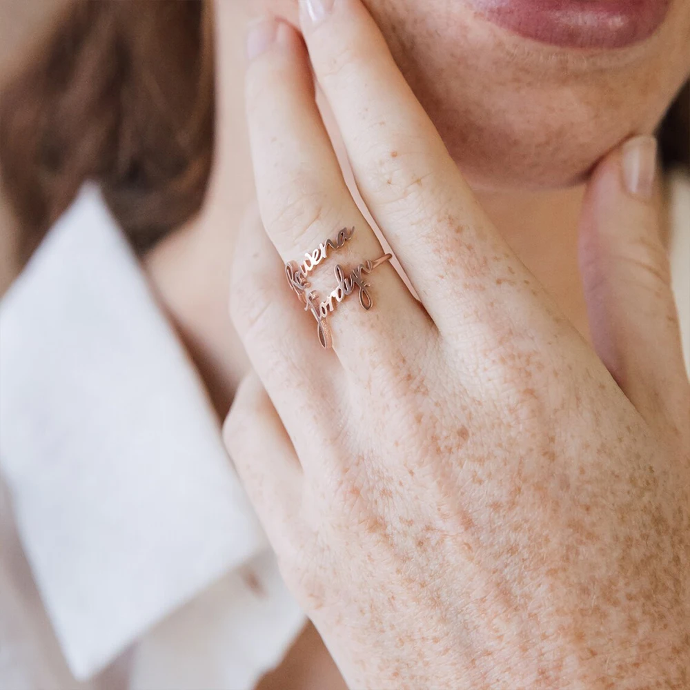 Orazio Customized Name Ring for Women 14K Gold Personalized Letter Stainless Steel Rings Jewelry Support Wholesale Dropshipping