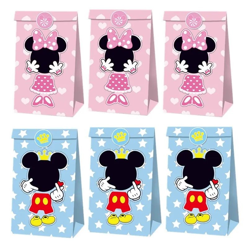 Коробки для подарков и сладостей на вечеринку Disney Mickey Minnie Mouse, 12 штук, для детей, на детский праздник, декорации для дня рождения.