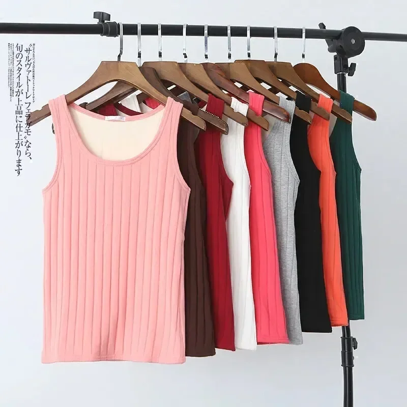 

Тонкое пикантное нижнее белье из спандекса, топ, теплые зимние топы без рукавов, боди, термобелье, формирующий женский однотонный жилет, теплая бесшовная Шея